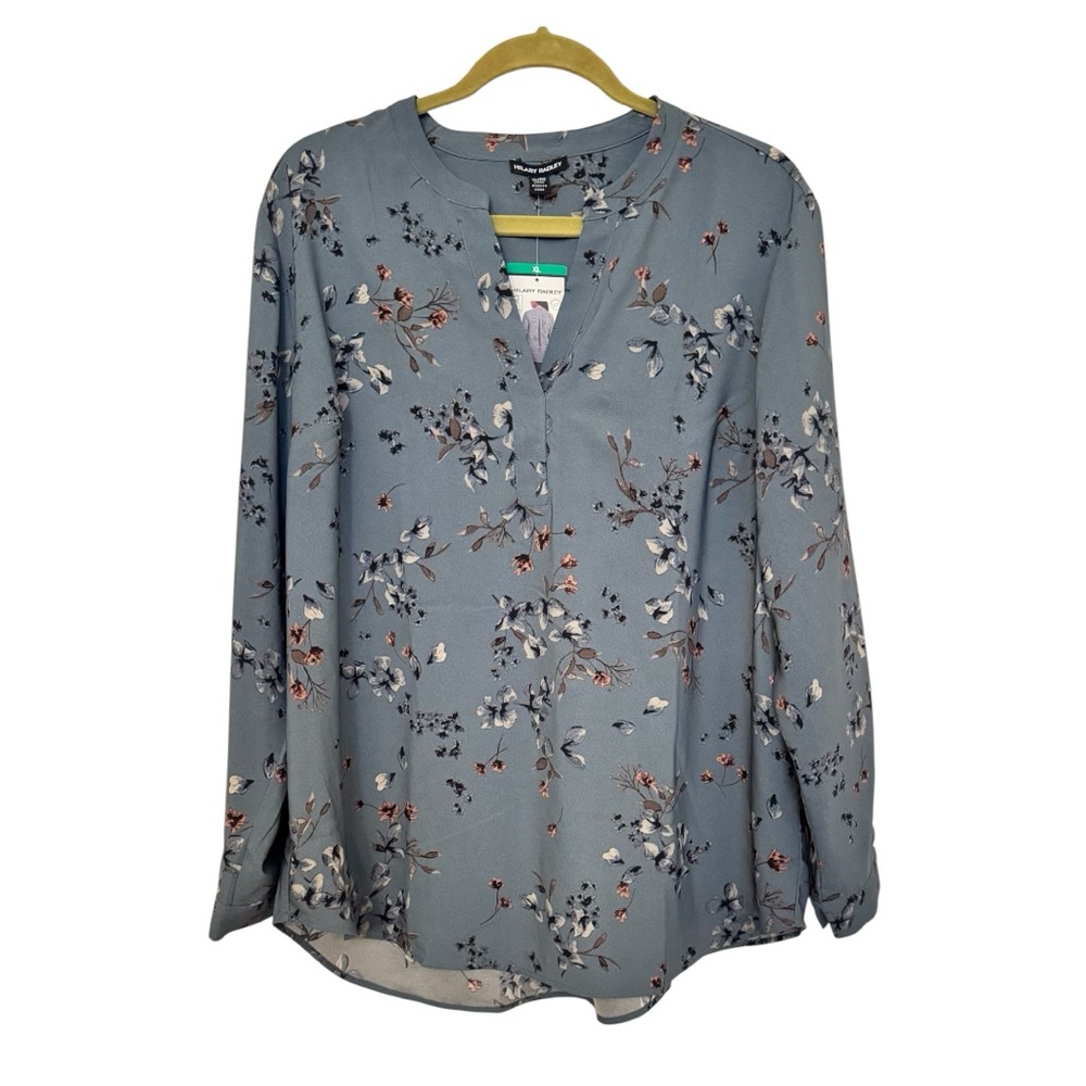 Women’s XL, V-Neck, Hilary Radley Blue Floral 💐 Blouse/Top/Shirt 👚 NWT